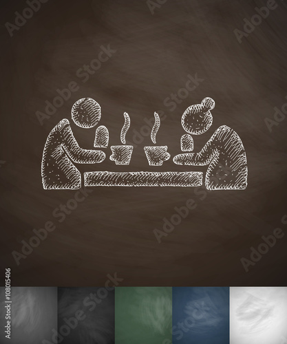 old men drinking tea icon. Hand drawn vector illustration