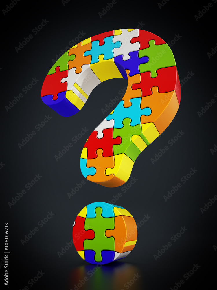 Jigsaw puzzle pieces forming a question mark Jigsaw puzzle pieces forming a question mark