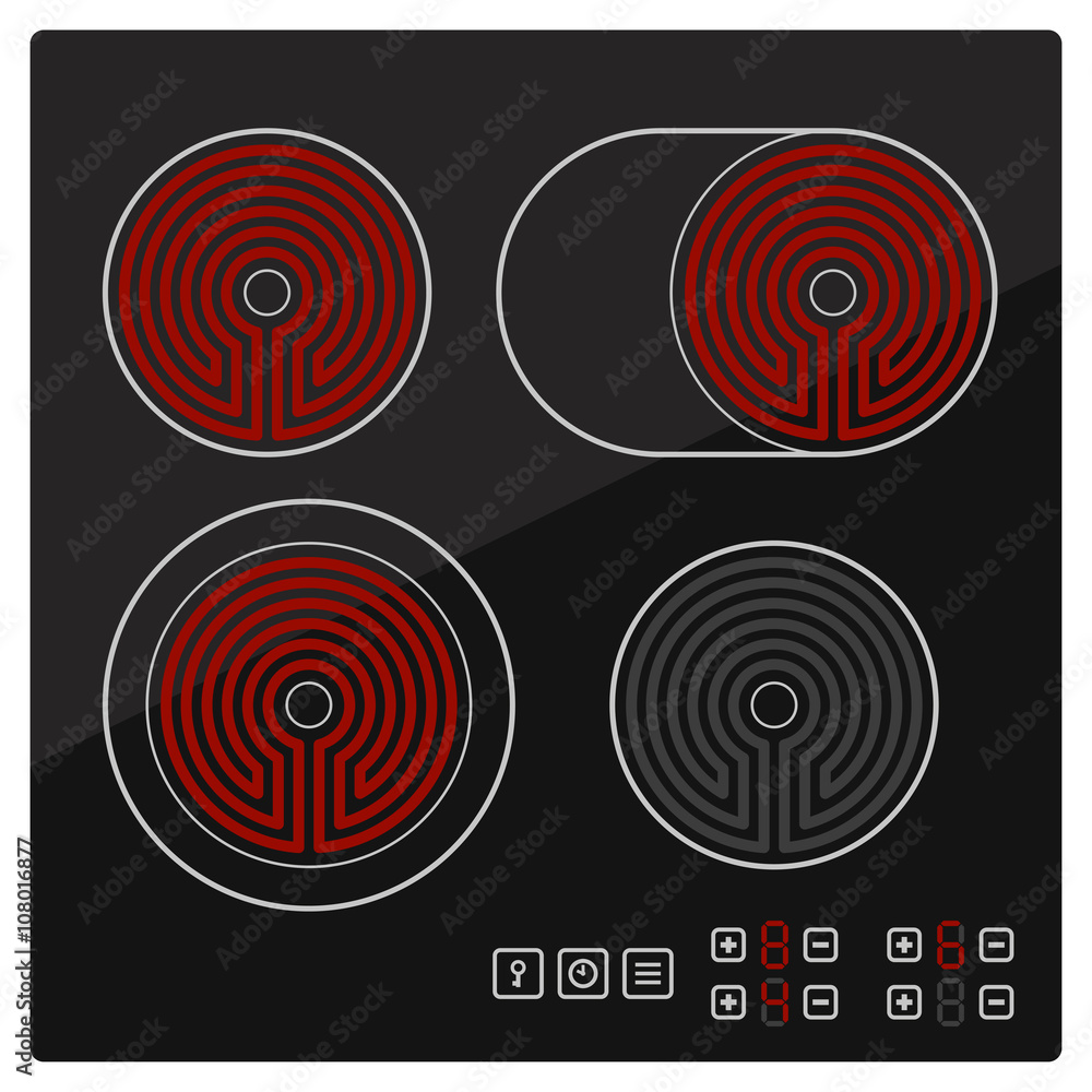 Kitchen Electric hob with ceramic surface and touch control panel Kitchen Electric hob with ceramic surface and touch control panel