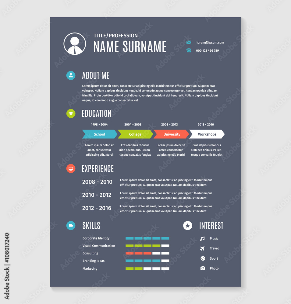 Vector resume cv template a4 letter. Stock Vector | Adobe Stock