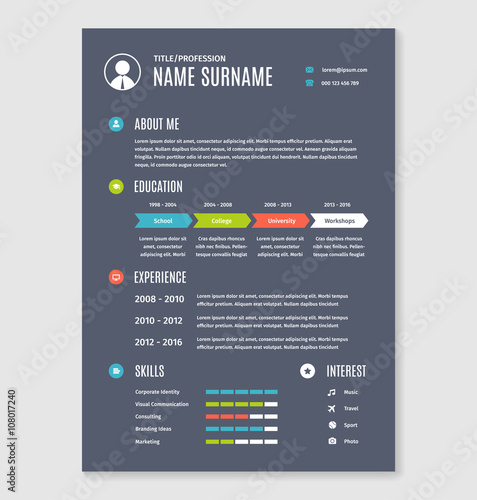 Vector resume cv template a4 letter.