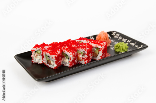 Foto Image of tasty sushi set with tuna and red masago