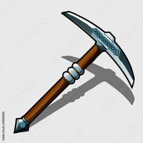 Photo Kirk closeup with wooden handle, vector icon