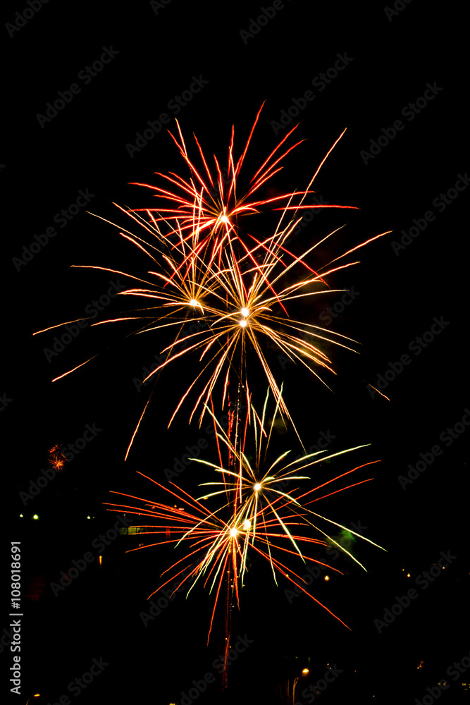Fototapeta premium Colorful fireworks over dark sky