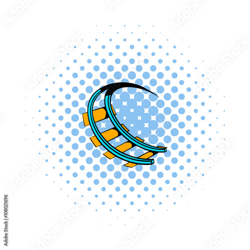 Roller coaster ride icon, comics style