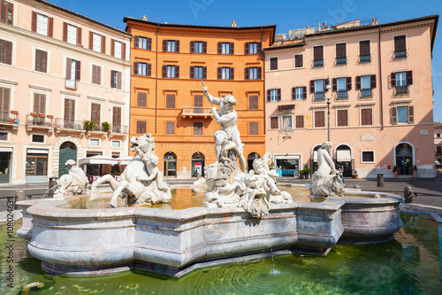 Piazza Navona, Neptune Fountain. Rome, Italy
