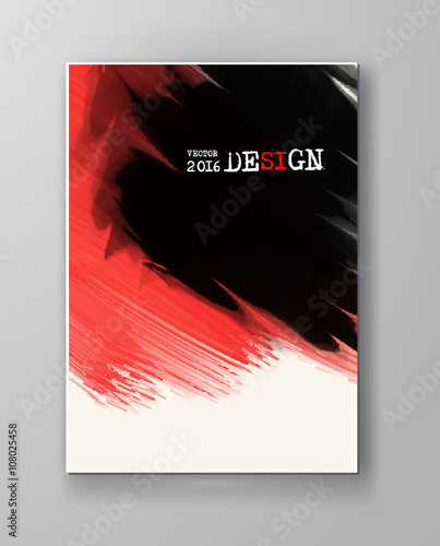 Brochure with Red and Black Paint Backgrounds.