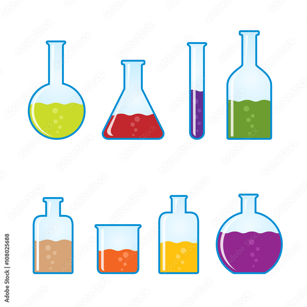 Chemical tubes icons set Chemical tubes icons set