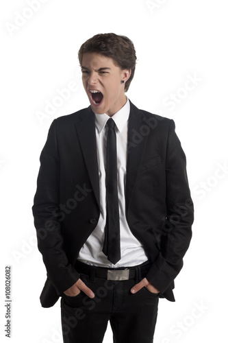 fashionable man shouting