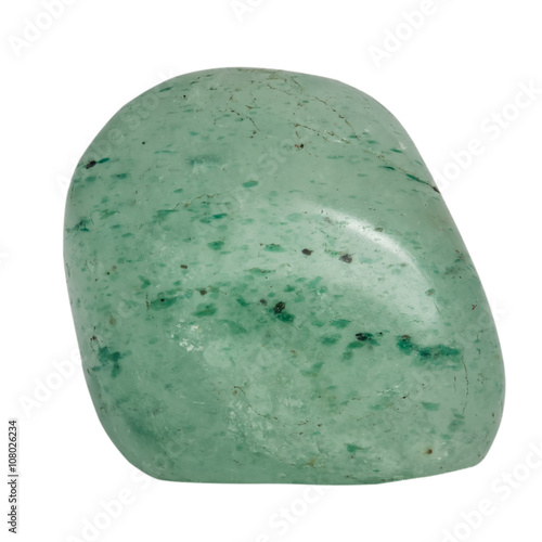 green quartz macro, isolated on white background