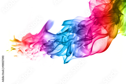 Abstract colorful flame patterns on white background