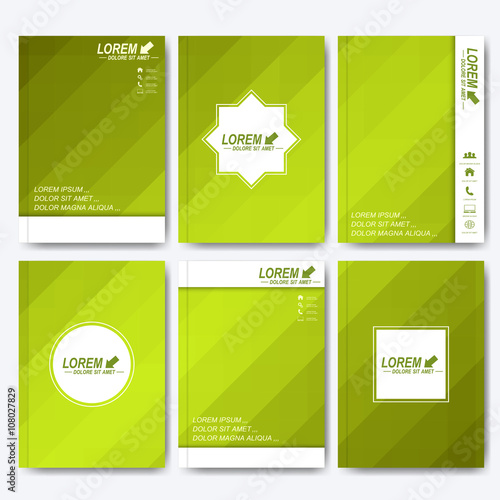 Modern vector templates for brochure, flyer, cover magazine or report in A4 size. Business, science, medicine and technology design . Background with green lines