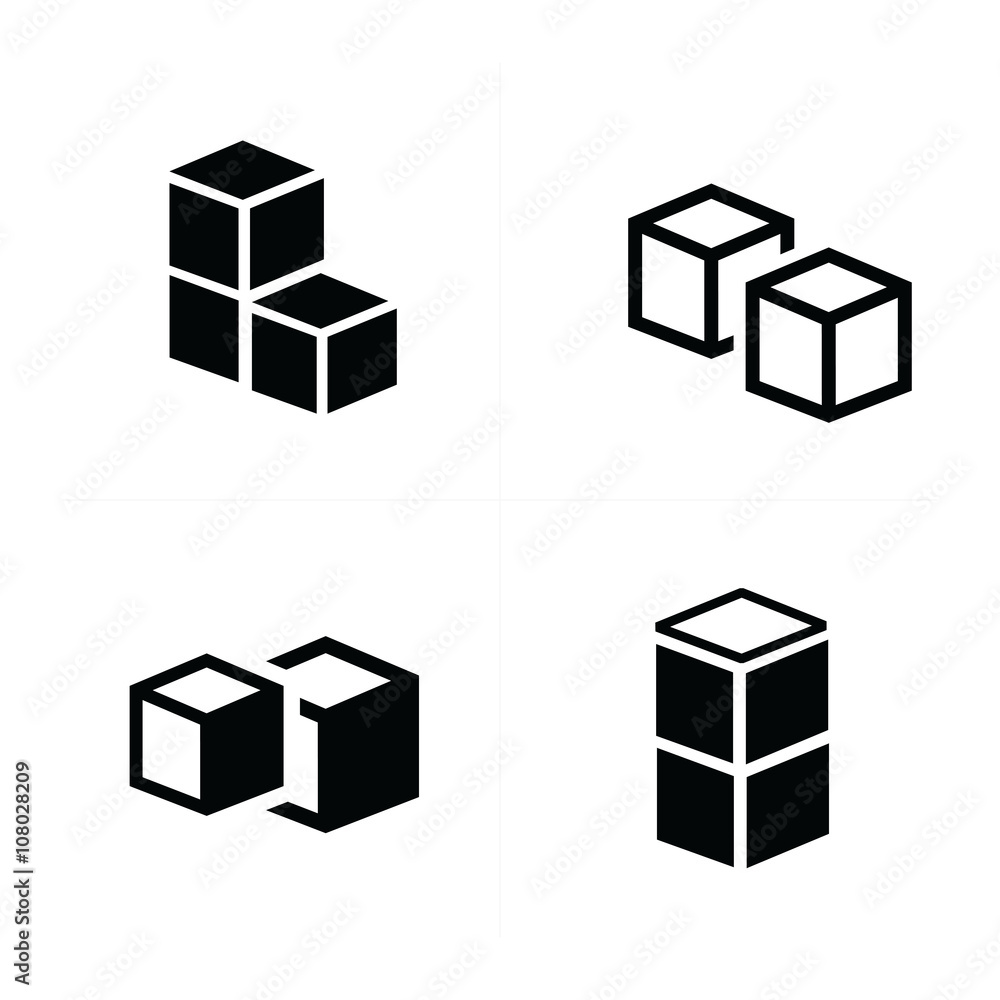 box interlace icons set
