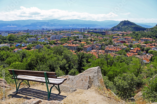 bench with view above Plovdiv - Bulgaria