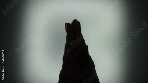 Hands clapping. Palm silhouette on white background