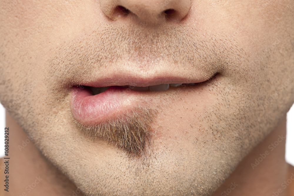 male biting his lips male biting his lips