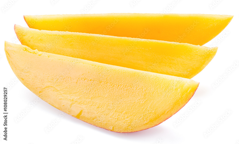 Mango slices. Isolated on a white background. Mango slices. Isolated on a white background.