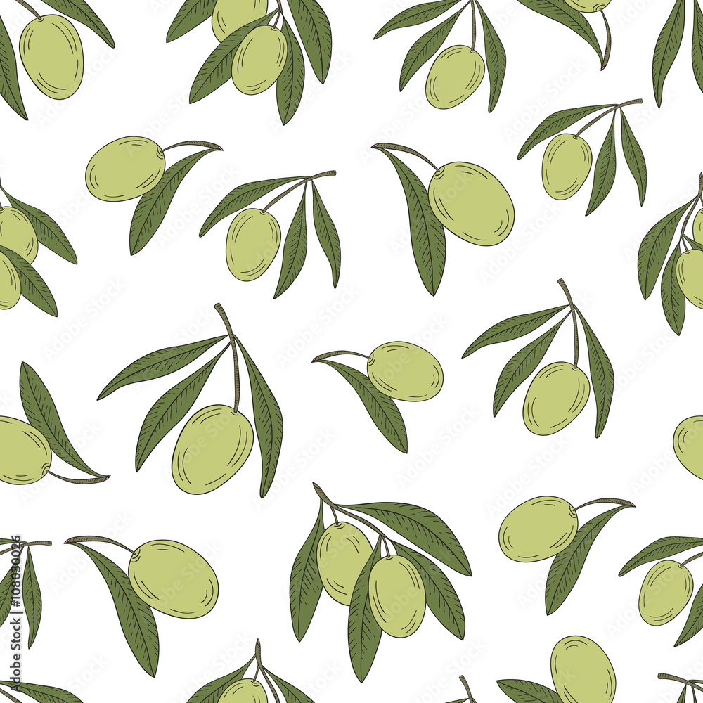 Pattern with branches of the olive tree. Pattern with branches of the olive tree.