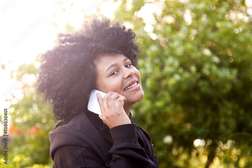 black girl talking on the mobile phone black girl talking on the mobile phone