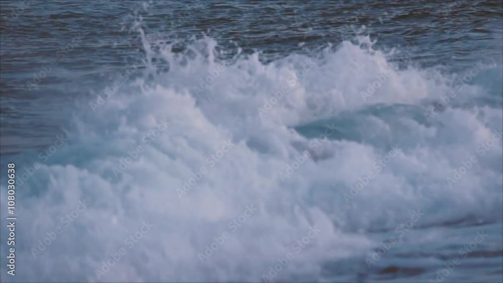 Slow Motion: Beautiful Blue Wave Crashing Slow Motion: Beautiful Blue Wave Crashing