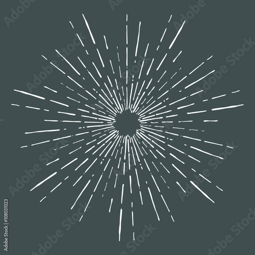 Hand Drawn Vector vintage bursting rays - design elements for your design. Great for retro style projects