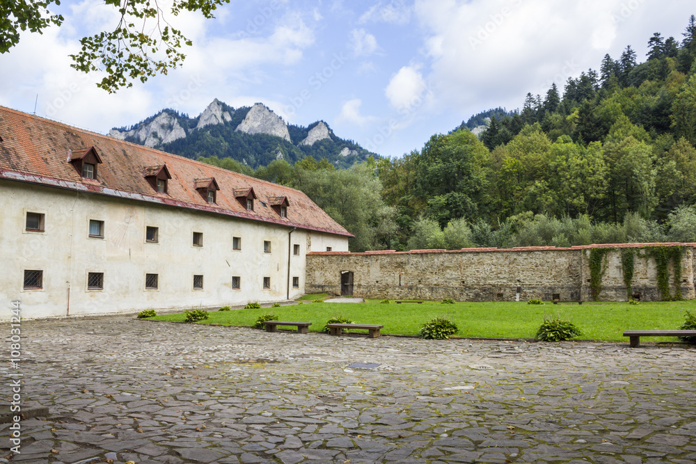 View from the courtyard of Red Monastery to the top of Three Crowns Mountain, Slovakia