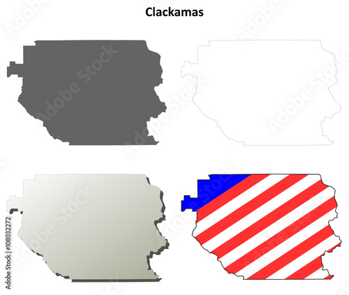 Clackamas County, Oregon outline map set photo