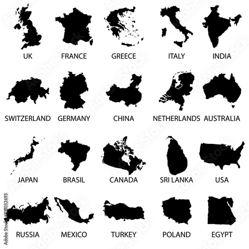 simple maps of different country collection eps10