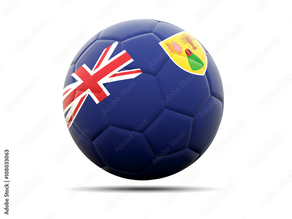 Obraz premium Football with flag of turks and caicos islands