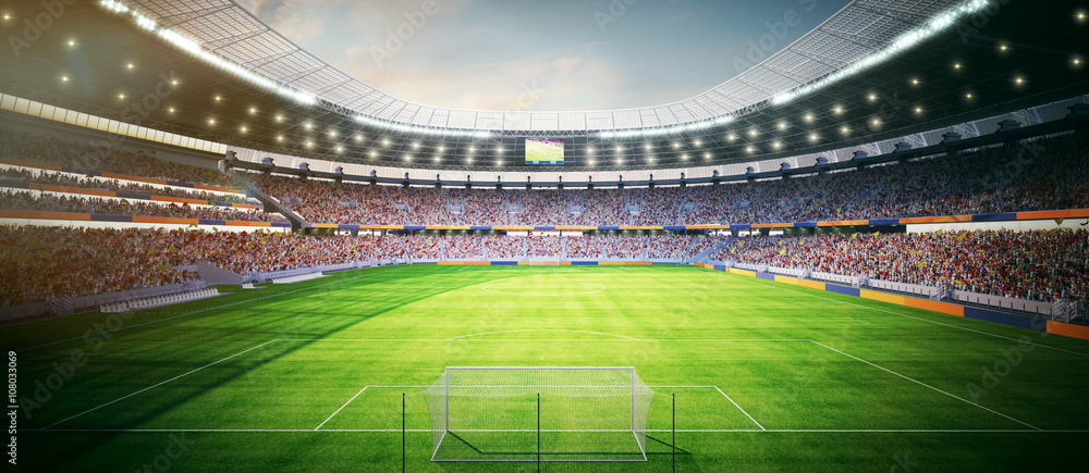 Fototapeta Fussball Stadion am Nachmittag - stadion piłkarski w godzinach popołudniowych