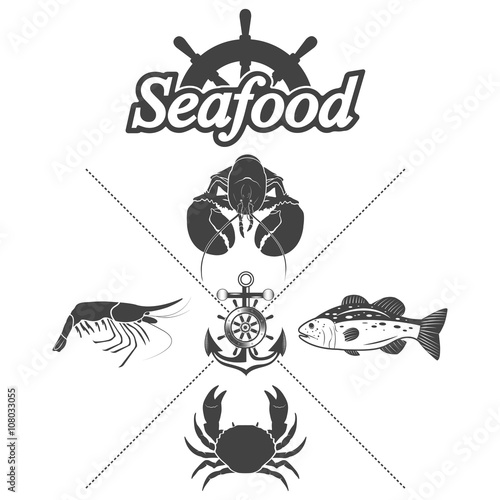 Set seafood symbols