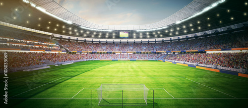 Fototapeta Fussball Stadion am Nachmittag - stadion piłkarski w godzinach popołudniowych