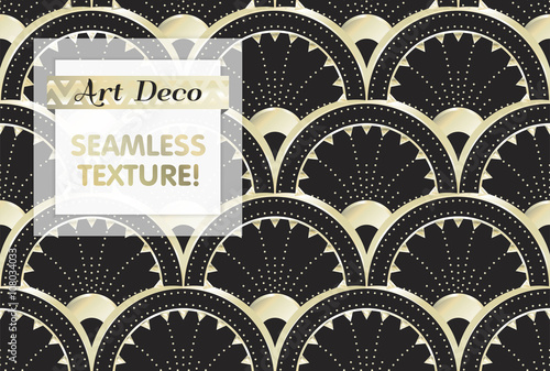 VECTOR eps 10. Art deco geometric Seamless pattern in black gold colors. Gold and silver print
