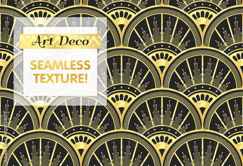 VECTOR eps 10. Art deco geometric Seamless pattern in black gold colors. Gold and silver print
