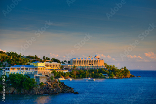 Sunset in St. Thomas from Carnival Cruise Line Ship to Marriott Beach Resort photo