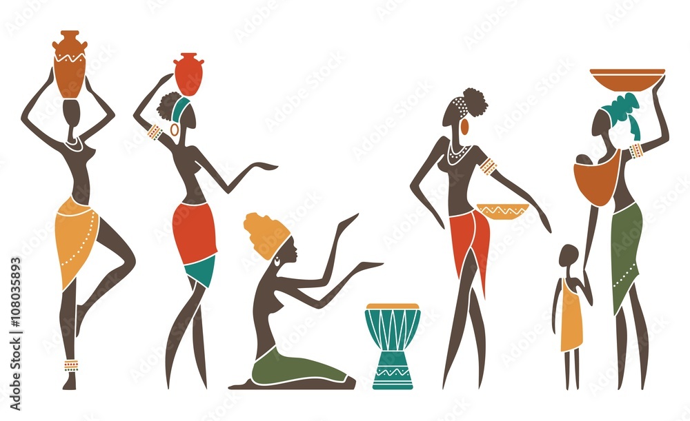 Fototapeta African women in traditional clothes #108035893