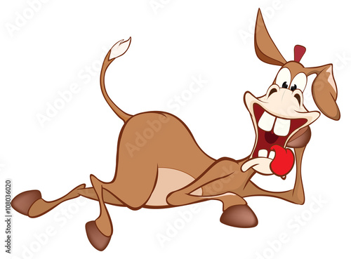 Illustration of a Cute Little Burro. Cartoon Character