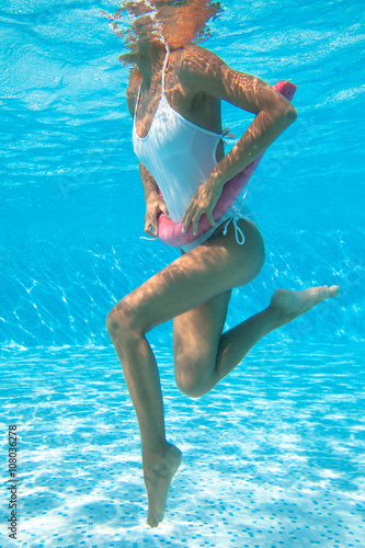 corps de femme sous l'eau qui fait de l'aquagym