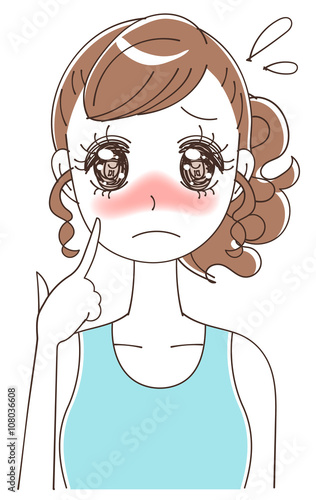 日焼けに悩む女性のイラスト