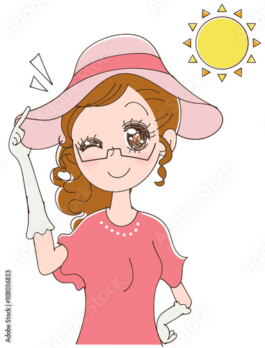 日焼け対策をする女性のイラスト