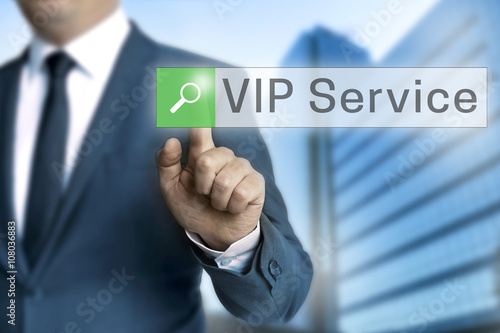 vip service browser is operated by businessman background