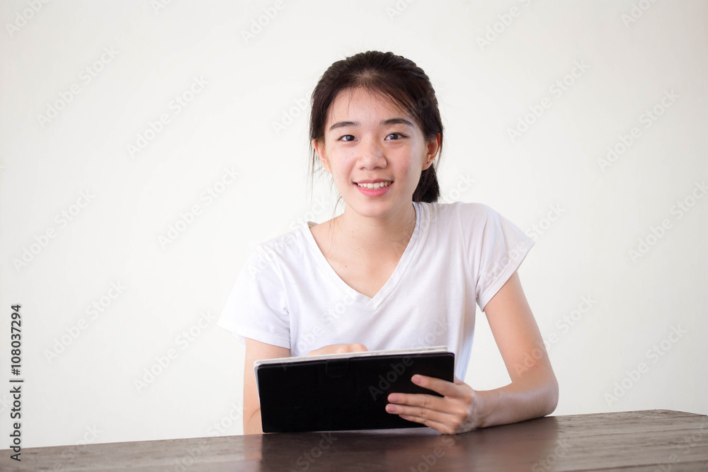 asia thai china student university beautiful girl using her tablet asia thai china student university beautiful girl using her tablet