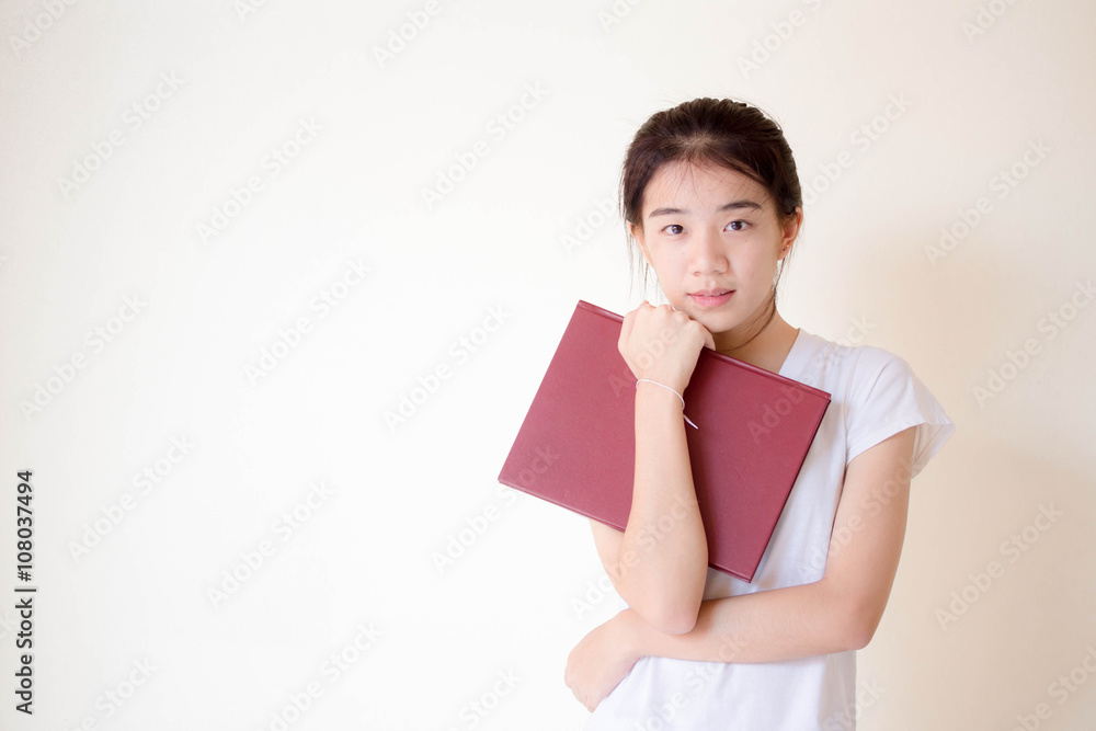 asia thai china student university beautiful girl write a book. asia thai china student university beautiful girl write a book.