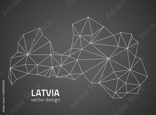 Latvia grey vector contour map