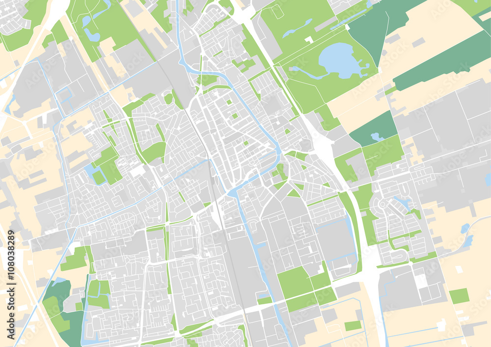 Fototapeta wektorowa mapa miasta Delft, Holandia