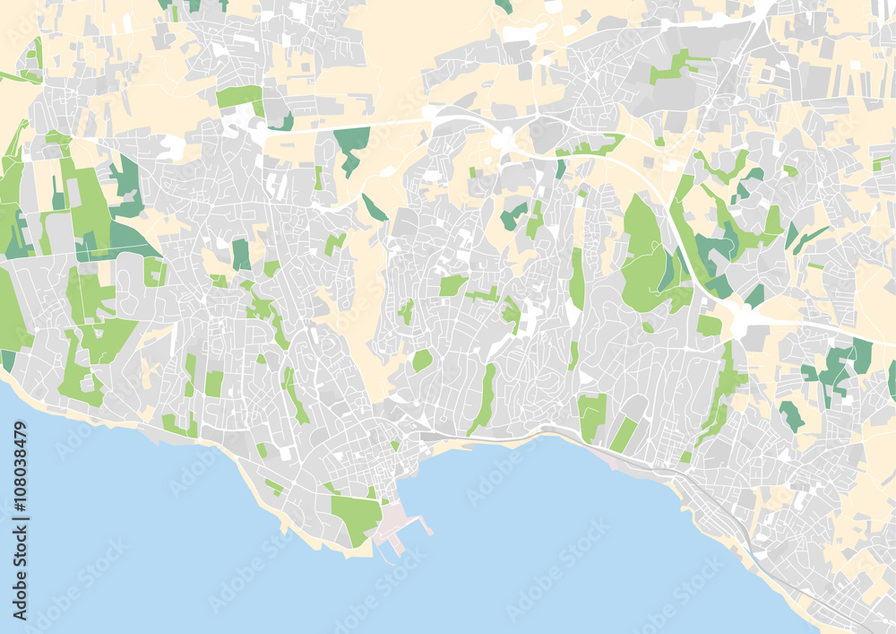 vector city map of Cascais and Estoril, Portugal