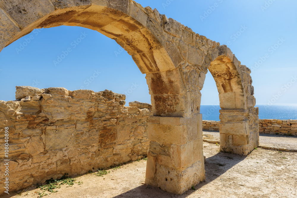 Old greek arches ruin Kourion town, Limassol, Cyprus Old greek arches ruin Kourion town, Limassol, Cyprus