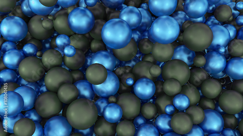 Black abstract 3d background with blue balls © Pierell