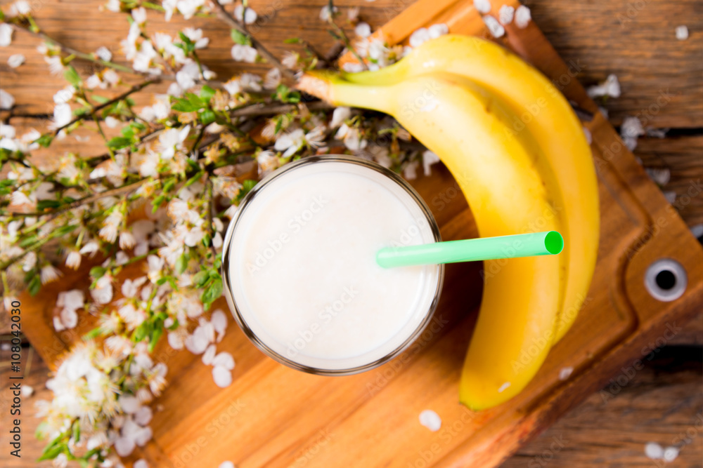Fresh milk, banana drink on wooden table, assorted protein cocktail with fresh fruits. Fresh milk, banana drink on wooden table, assorted protein cocktail with fresh fruits.
