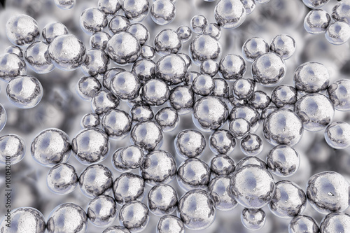 Silver nanoparticles. 3D illustration